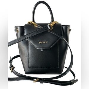 DKNY Black Leather Mini Backpack